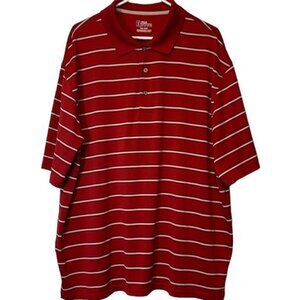 Men's PGA Tour Golf Polo Red White Stripe Pullover Shirt Size 2X GUC #5043